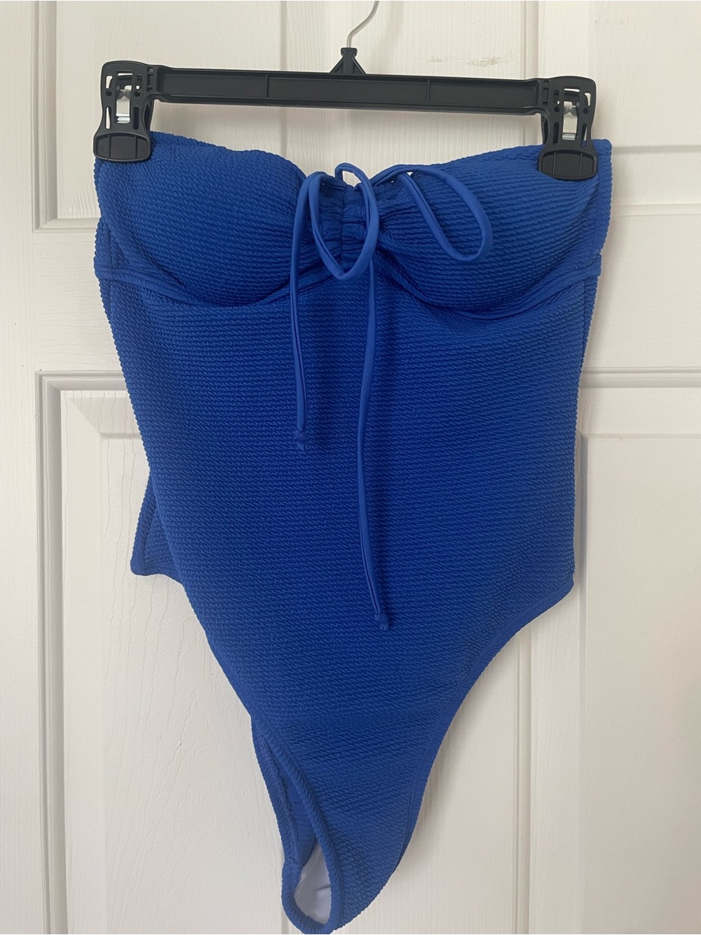 Royal Blue Textured Strapless One-Piece Swimsuit